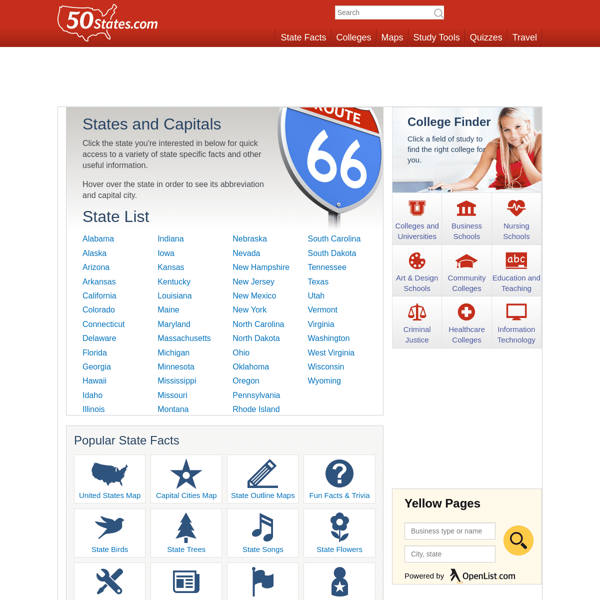 50states.com - States and Capitals