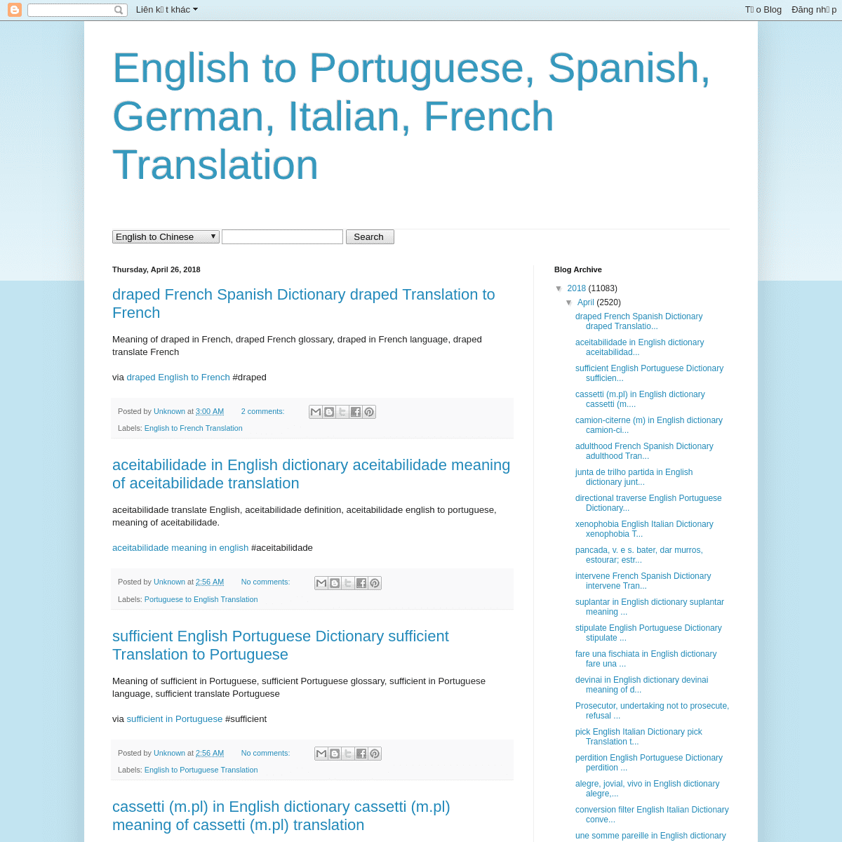 English to Portuguese, Spanish, German, Italian, French Translation