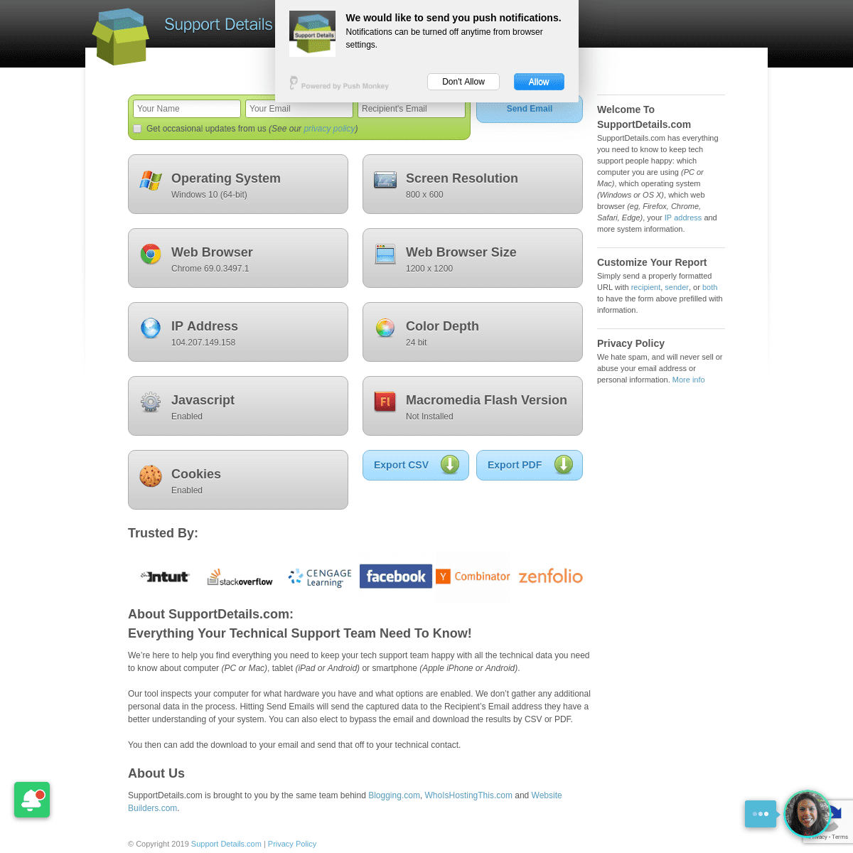 Support Details.com [Get Your Browser Version, System Information & More]