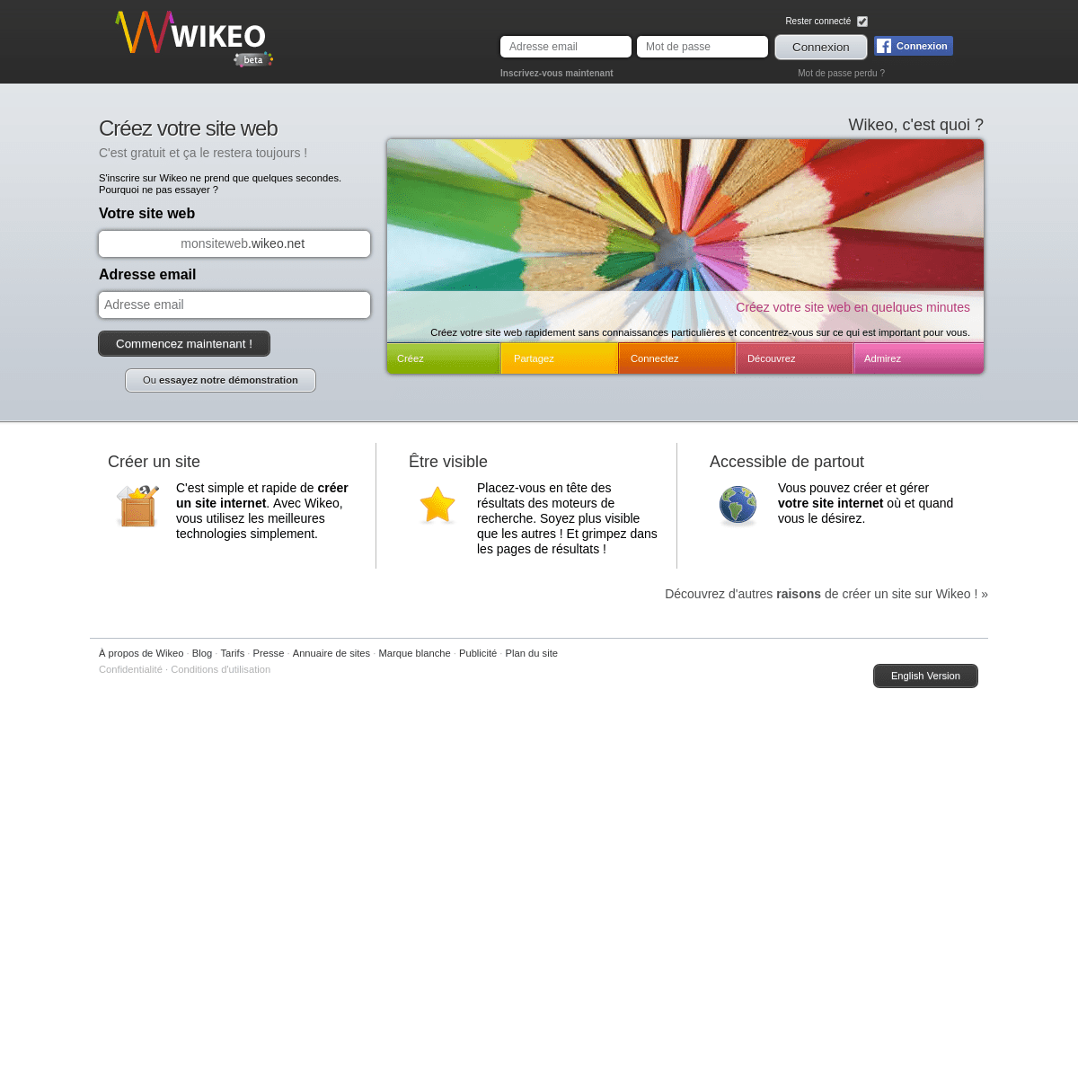 Créer un site web, c'est facile et gratuit avec Wikeo.