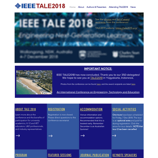 Education and Technology Conference | Australia | IEEE TALE 2018