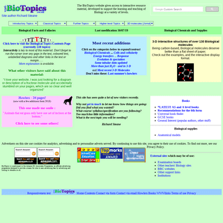 BioTopics Website - Main Index Front Page