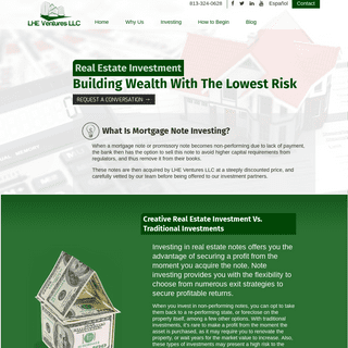 Mortgage Note, Real Estate Investment - LHE Ventures
