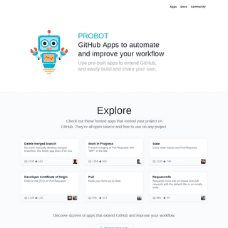 Probot - GitHub Apps to automate and improve your workflow