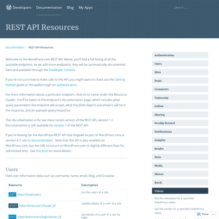 REST API Resources | Developer Resources