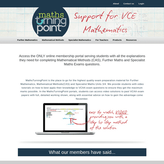 Maths Turning point. Support for further maths, mathematical methods, specialist maths. â€” MathsTurningPoint