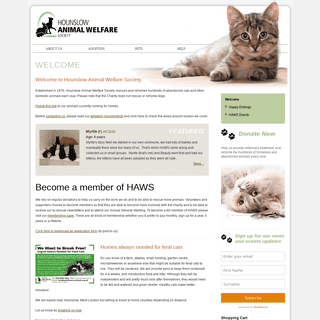Welcome to Hounslow Animal Welfare Society - rescuing and rehoming unwanted pets in West London and surrounding areas