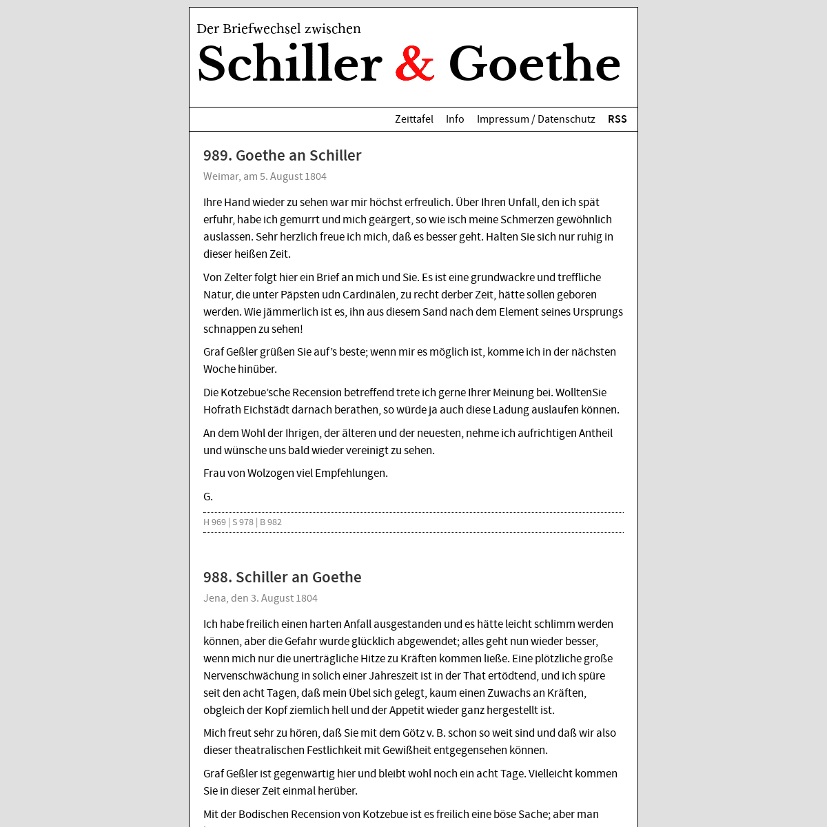 Der Briefwechsel zwischen Schiller und Goethe