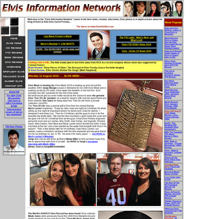 The Elvis Information Network home to the best news, reviews, interviews, Elvis photos&in-depth articles about the King of R