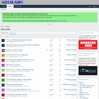 New posts | ADSM.ORG - Enterprise Storage Management Discussion Forum