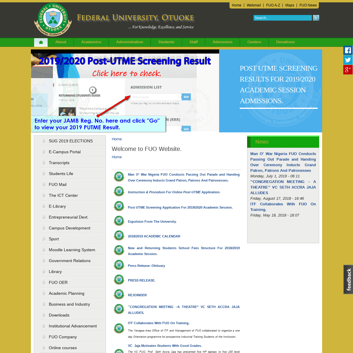 Welcome to FUO Website. | Federal University Otuoke
