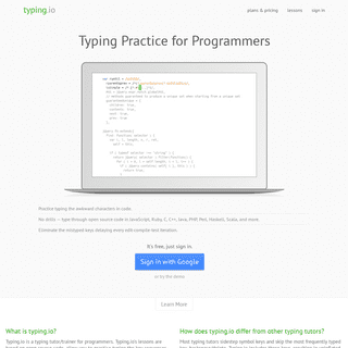 Typing Practice for Programmers | typing.io