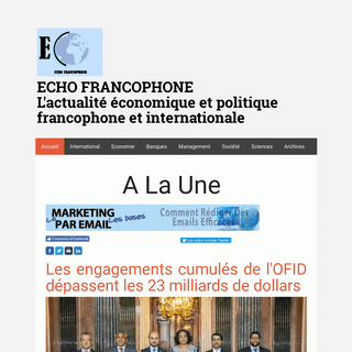 ECHO FRANCOPHONE - L'actualité économique francophone