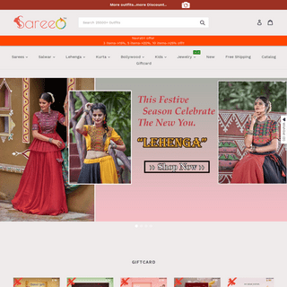Shop Online Sarees, Salwar Suit, Lehengas, Salwar Kameez : sareeo