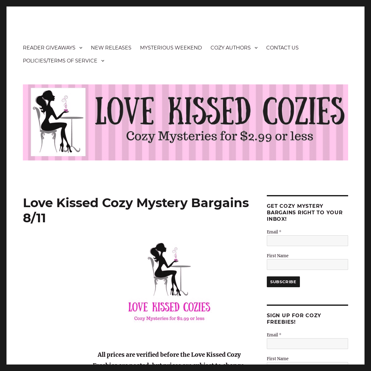 Love Kissed Cozies | Cozy Mysteries for $2.99 or less