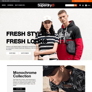 Superdry Australia - Jackets, T Shirts, Hoodies and Jeans. Clothing for Men and Women.