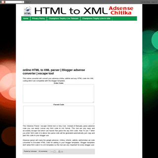 HTML to XML parser|Blogger Adsense code converter|escape tool 
