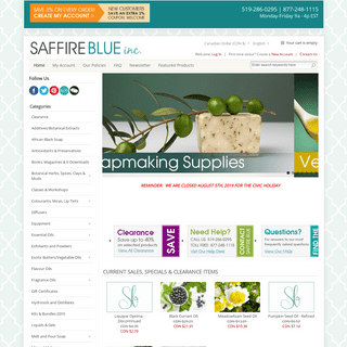 Soap Making Supplies | Essential Oils | Cosmetic & Spa Supplies | Saffire Blue Inc. | Canada | USA