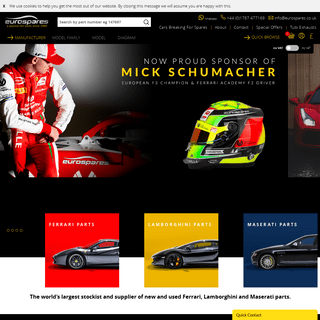 Order Ferrari, Lamborghini & Maserati Parts Online | New & Aftermarket Parts: +44 (0)1787 477 169
