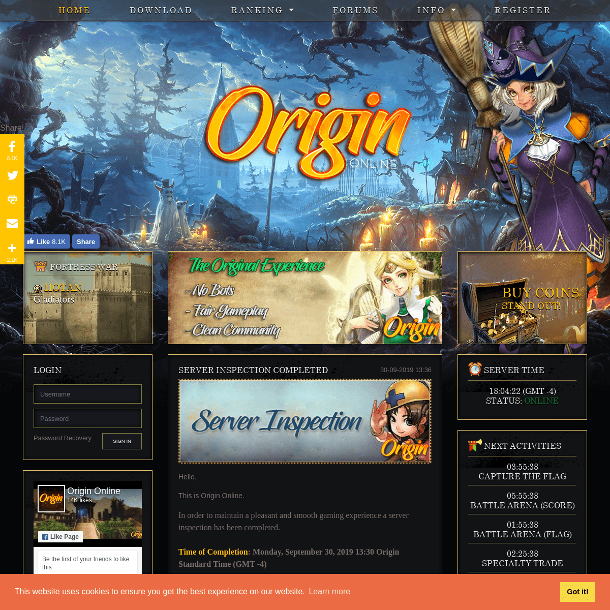 Origin Online - Free to Play Fantasy MMORPG - Home