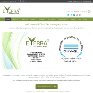 E-Terra Technologies - Pioneers in e-waste recycling & data destruction