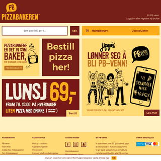 Pizzabakeren - Pizza levering og take-away pizza over hele Norge.