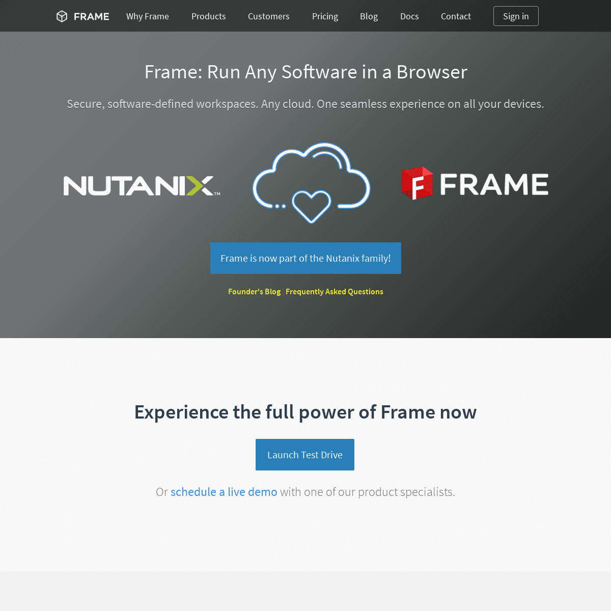 FRAME Cloud Platform · Run any software in a browser
