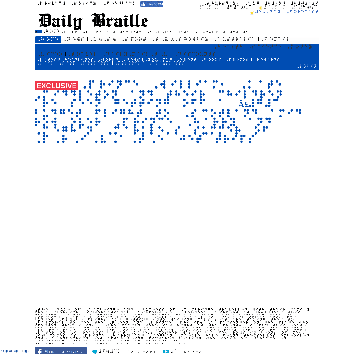 UK Home | Daily Mail Online - THE DAILY BRAILLE