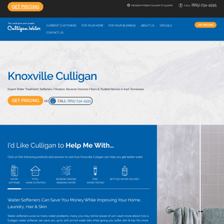 Knoxville Culligan Water Softeners, Water Filters & Filtration, Well Water Testing & Reverse Osmosis Systems in Knoxvill
