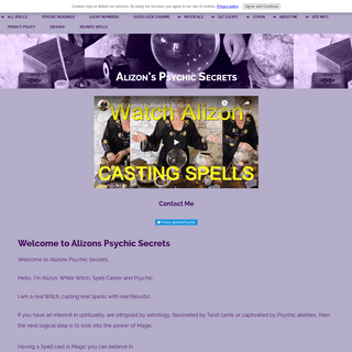 Alizons Psychic Secrets for Spell Casting advice and info on all things Psychic!