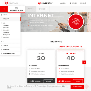 Salzburgs bestes Internet- CableLink mit flexibler Tarifeinteilung. - Salzburg AG fÃ¼r Energie, Verkehr & Telekommunikation
