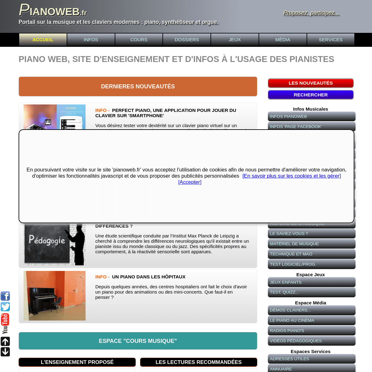 PIANO WEB, site d'enseignement et d'infos à l'usage des pianistes