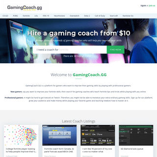 Find Gaming Coaches - Game Tutors Online - GamingCoach.GG