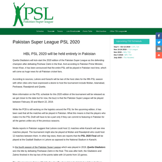 PSL 2020 | Pakistan Super League