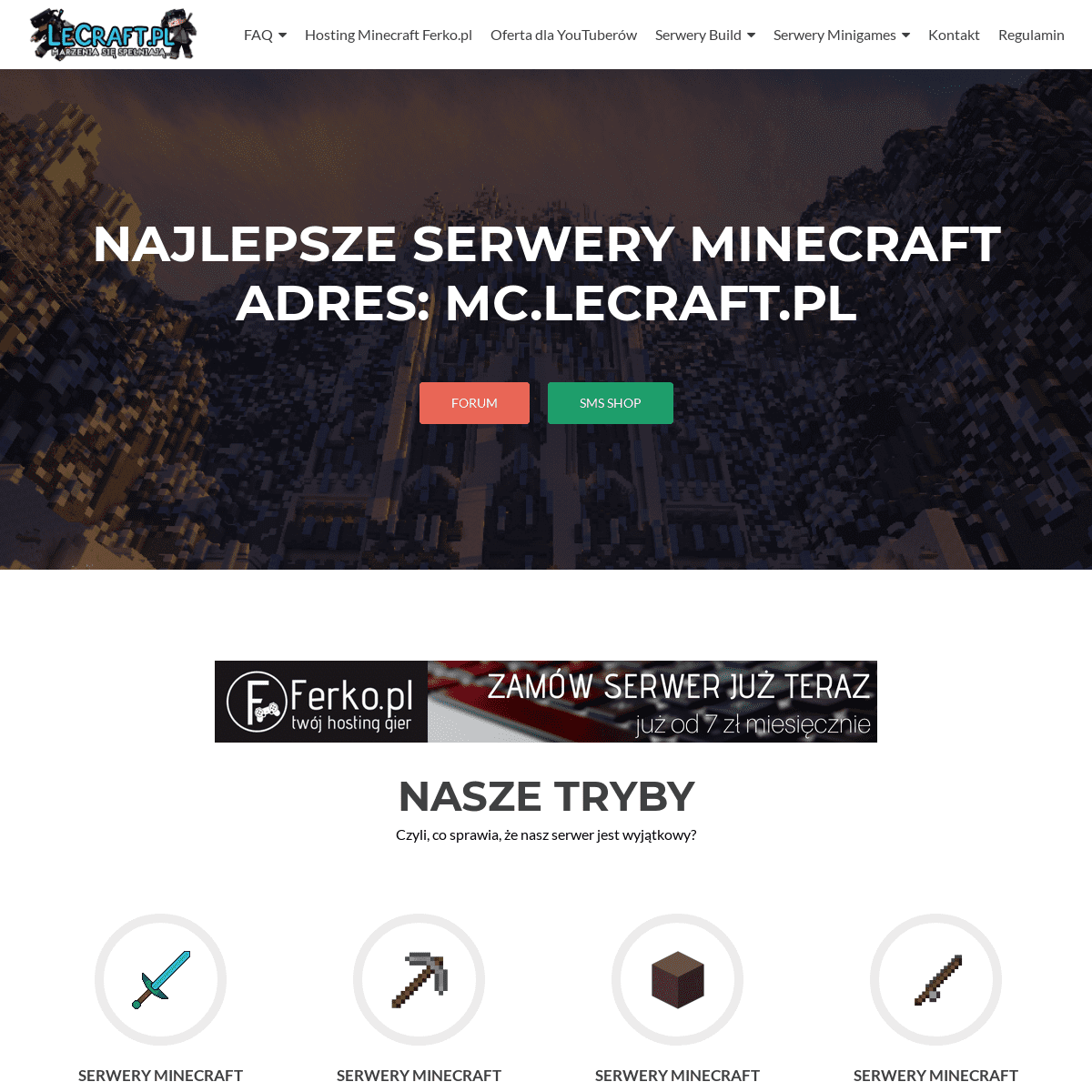 LeCraft.pl - Najlepsze Serwery Minecraft 1.7.2 | 1.11.2 sieć serwerów minecraft lecraft.pl - serwery minecraft freebuild creativ