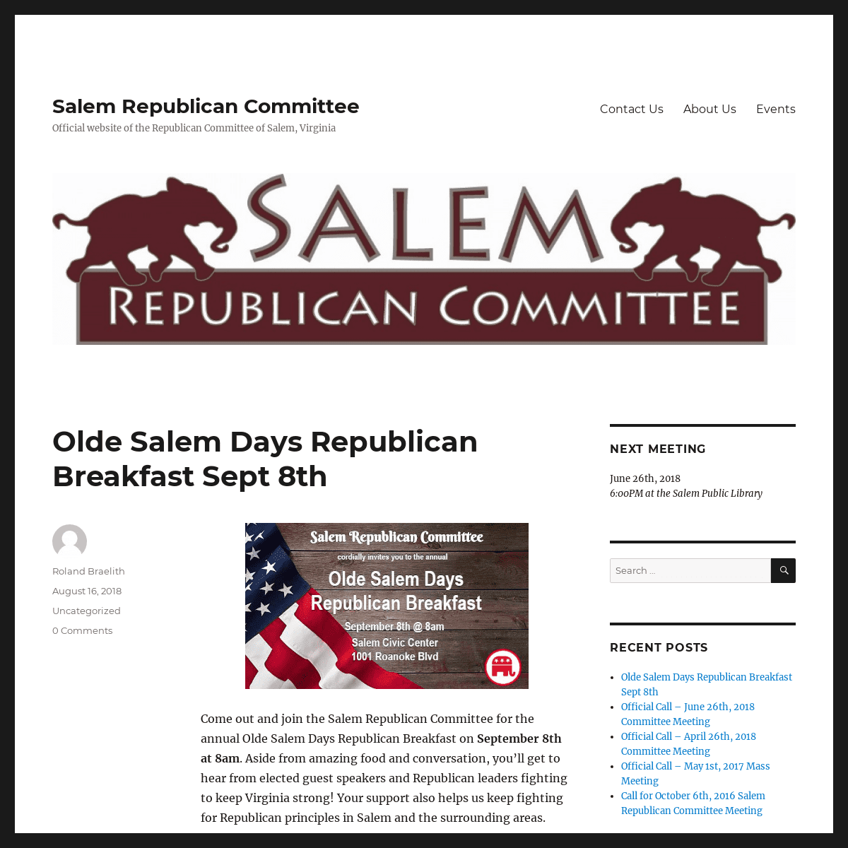 Salem Republican Committee – Official website of the Republican Committee of Salem, Virginia