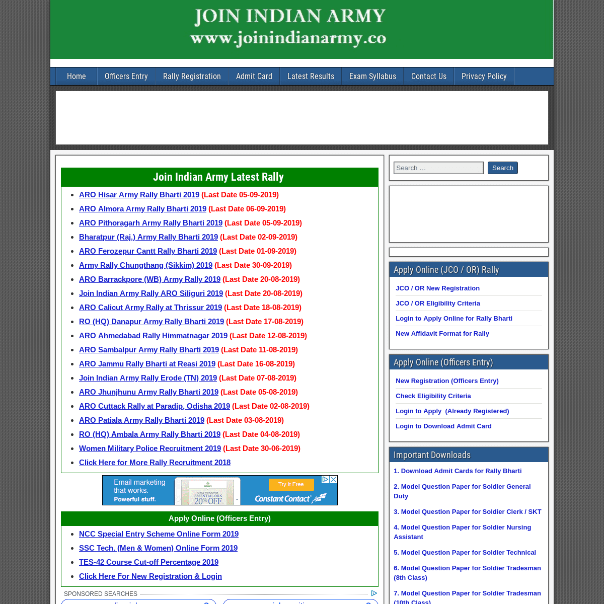Join Indian Army - Registration, Admit Card & Results www.joinindianarmy.nic.in