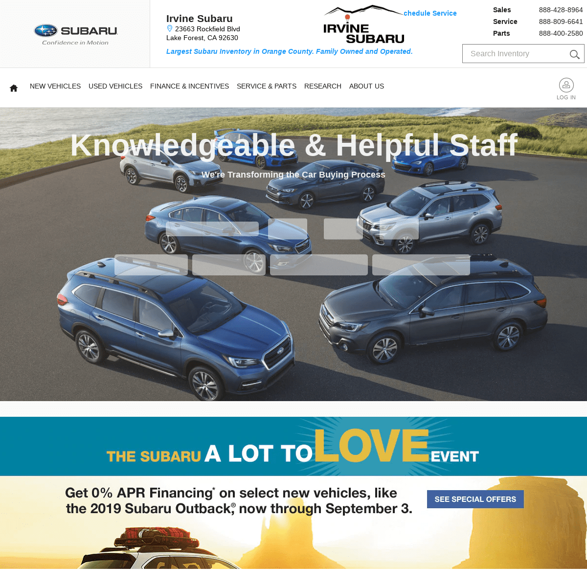 Orange County's Irvine Subaru Dealership | New and Used Cars. 