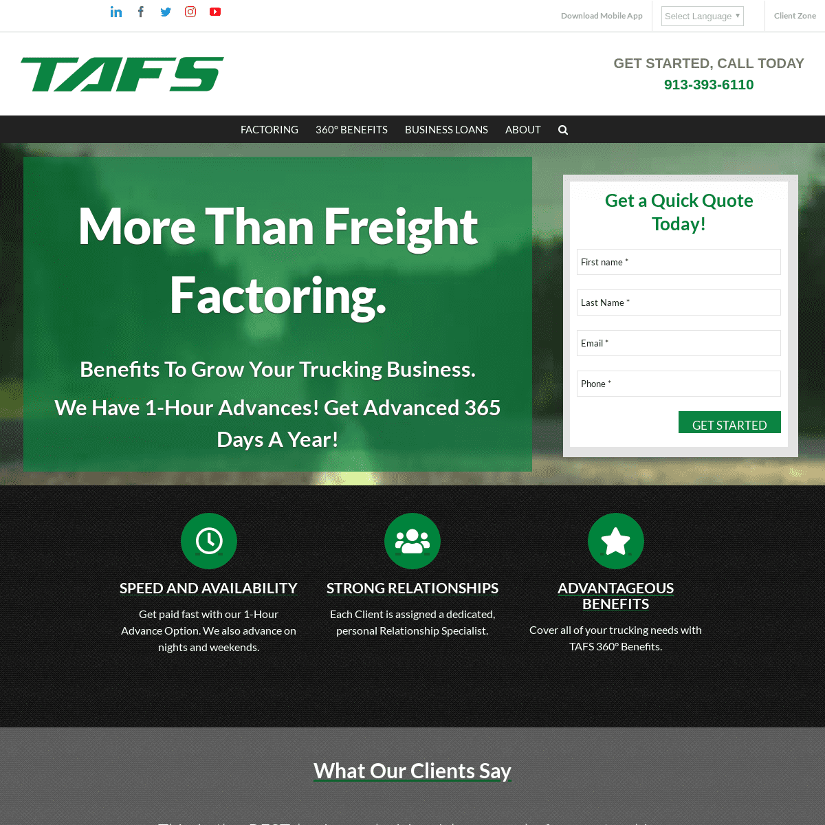 TAFS: Freight Factoring for Trucking Companies | 1-Hour Funding
