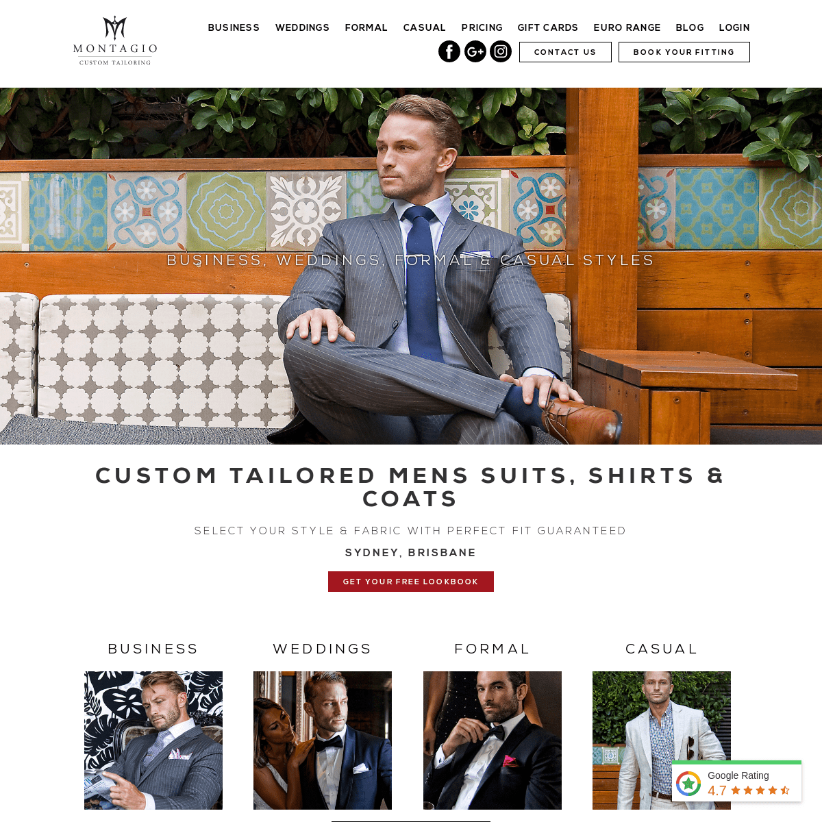 Tailored Mens Suits | Montagio Sydney, Brisbane