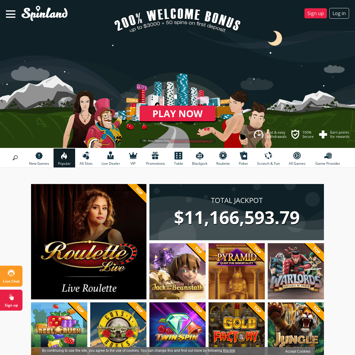 SpinLand | Online Casino | 200% + 50 Bonus Spins