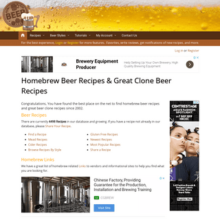 Homebrew Beer Recipes and Great Beer Clone recipes. All-Grain, Extract