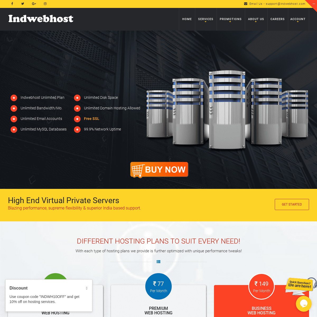 Indwebhost | Get hosting service at Rs.32/month