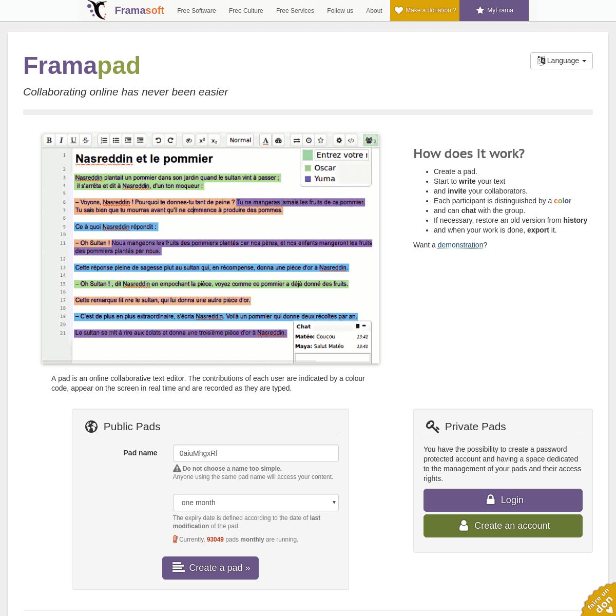 Framapad - Collaborative Text Editor
