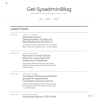 Get-SysadminBlog – A blog about my adventures as a full stack engineer.