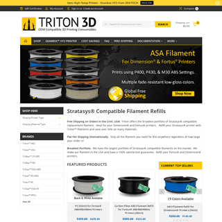 Triton3D | Stratasys Compatible 3D Printing Filament|  Free Shipping | Refill for Ultem ABS P400 P430 Polycarbonate