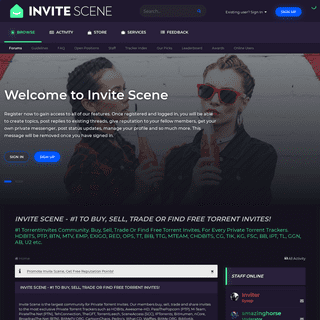 Invite Scene - #1 to Buy, Sell, Trade or Find Free Torrent Invites!