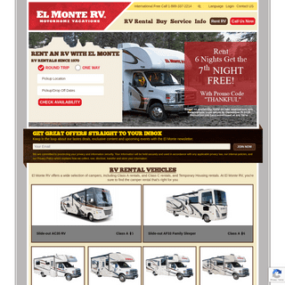 RV & Motorhome Rentals - One Way RV Rentals - El Monte RV