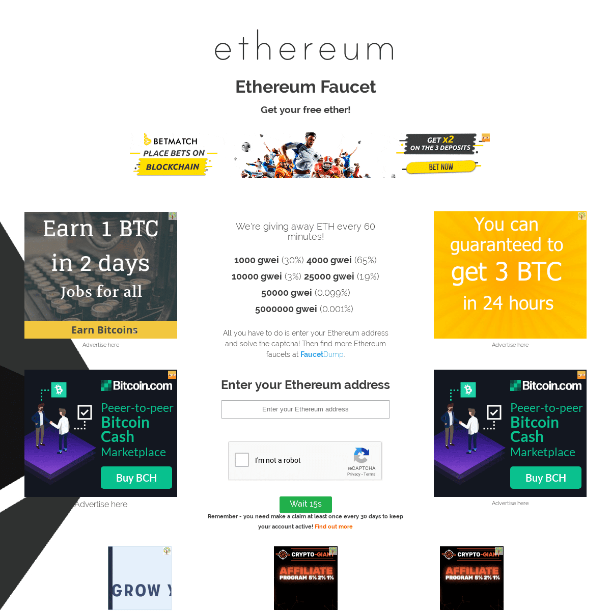 Ethereum for free! Claim your free ether from the Ethereum Faucet!