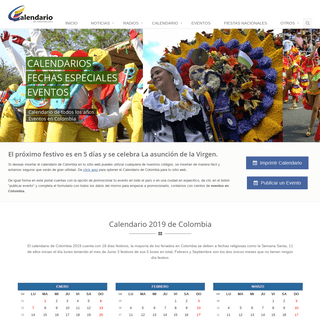 Calendario 2019 de Colombia con días festivos, eventos y fechas especiales.